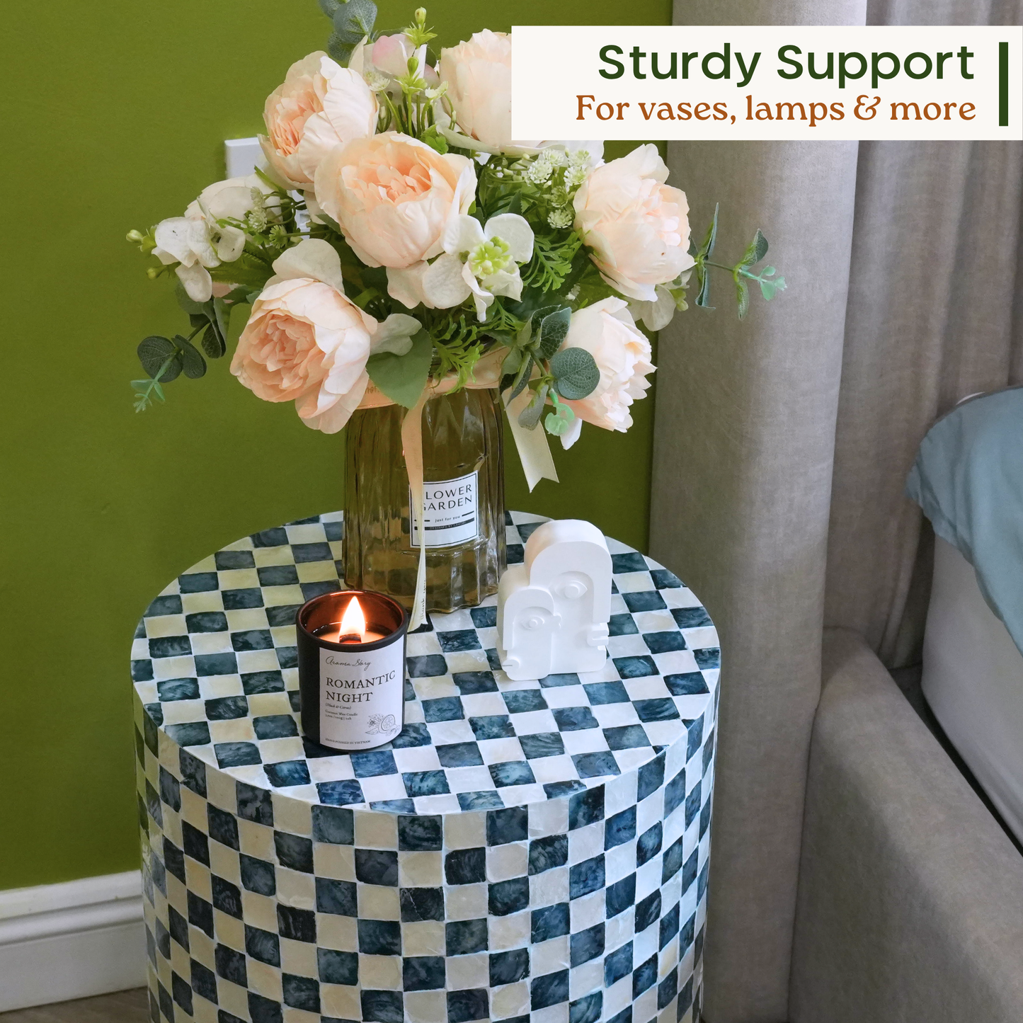 Capiz End Table (Navy Blue)