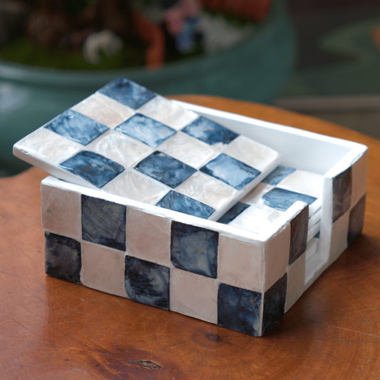 Capiz Square Coasters (Navy Blue)