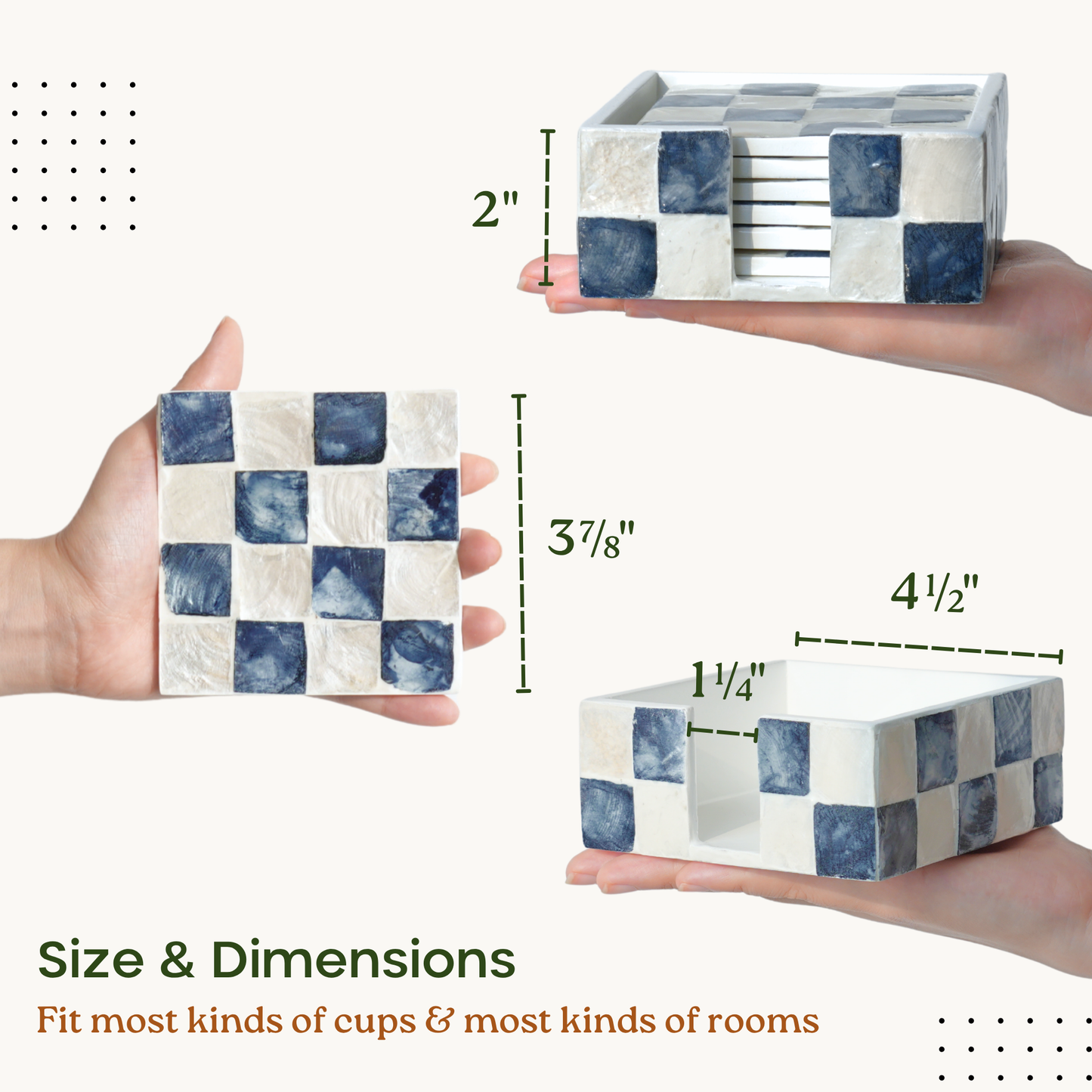 Capiz Square Coasters (Navy Blue)