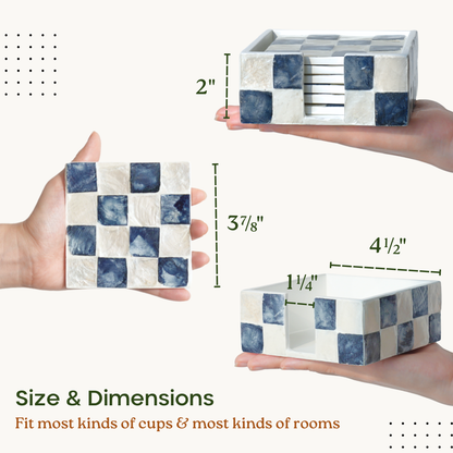 Capiz Square Coasters (Navy Blue)
