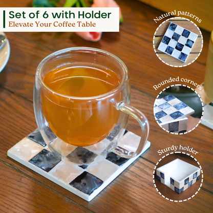 Capiz Square Coasters (Navy Blue)