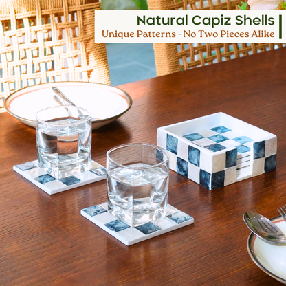 Capiz Square Coasters (Navy Blue)