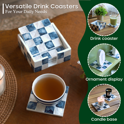 Capiz Square Coasters (Navy Blue)