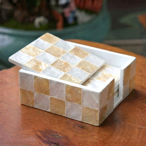 Capiz Square Coasters (Ivory)