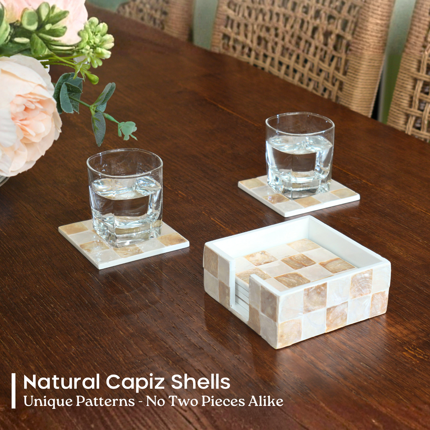 Capiz Square Coasters (Ivory)