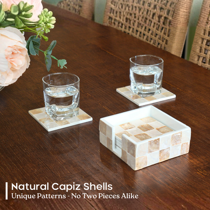 Capiz Square Coasters (Ivory)