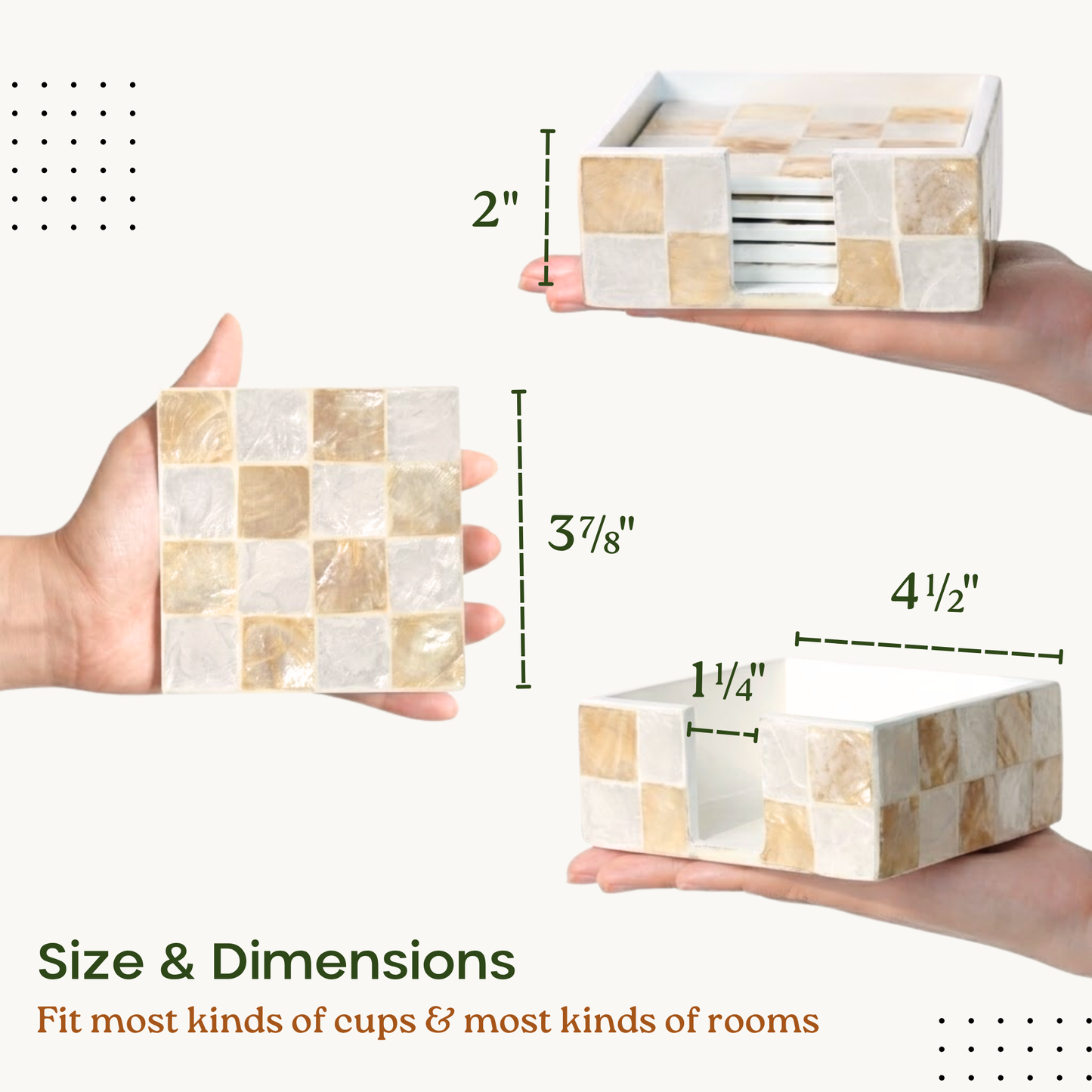 Capiz Square Coasters (Ivory)
