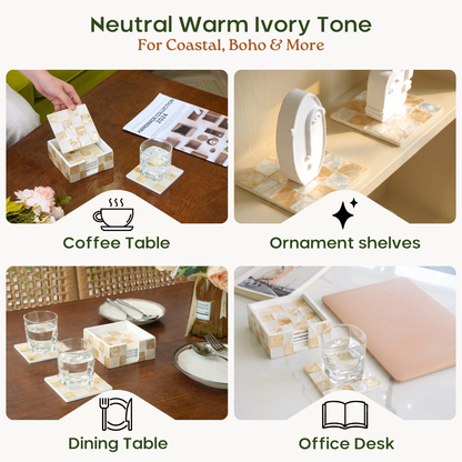 Capiz Square Coasters (Ivory)