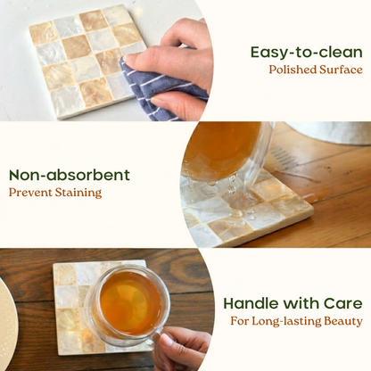 Capiz Square Coasters (Ivory)