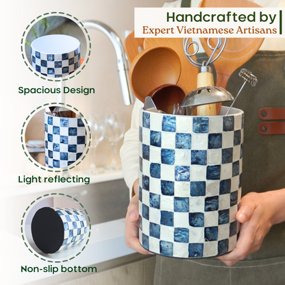 Capiz Utensil Holder (Navy Blue)