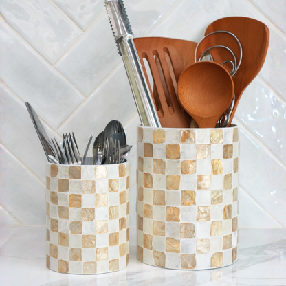 Capiz Utensil Holder (Ivory)