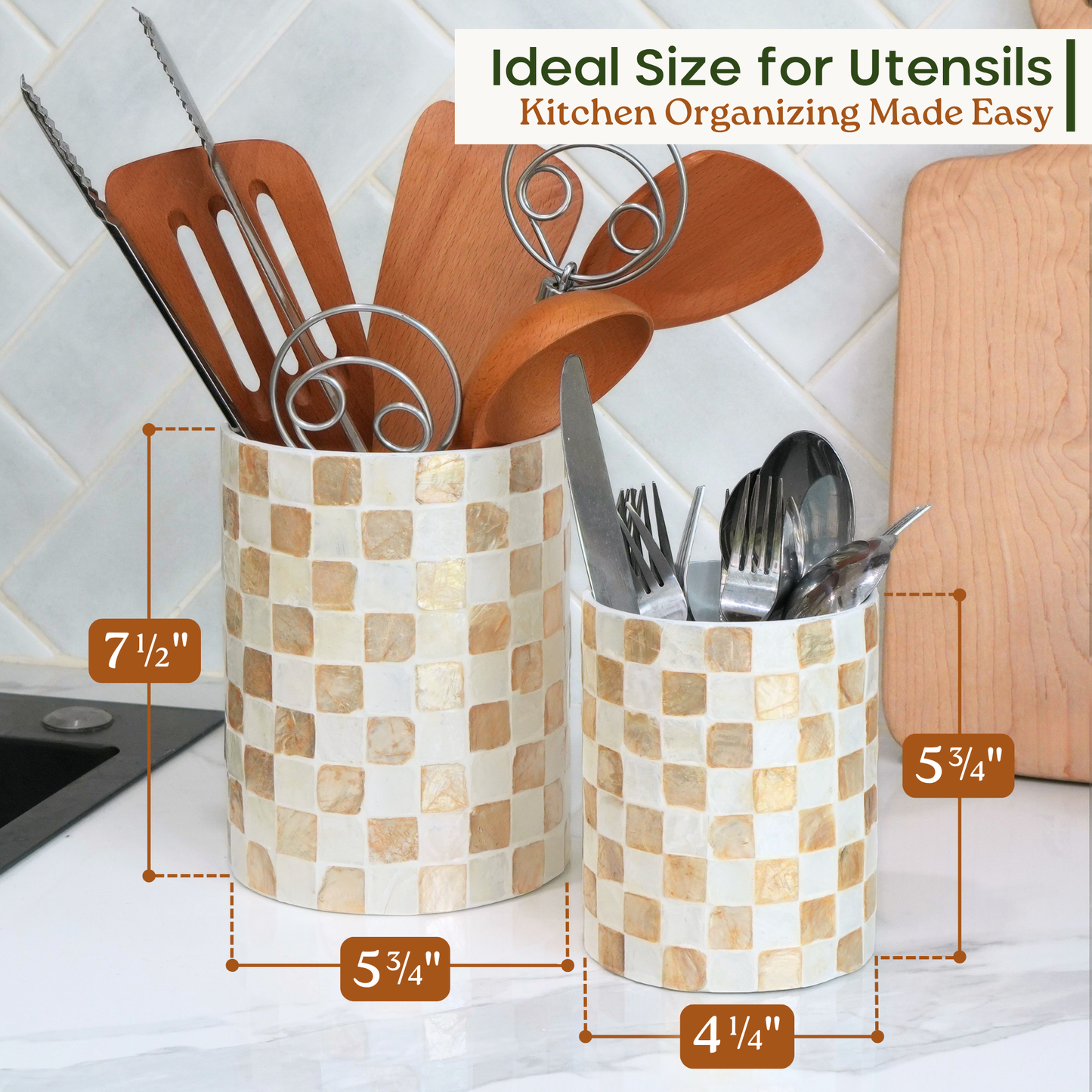 Capiz Utensil Holder (Ivory)