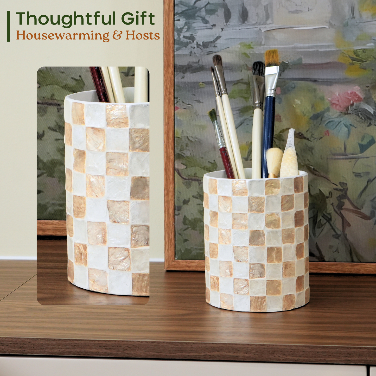 Capiz Utensil Holder (Ivory)