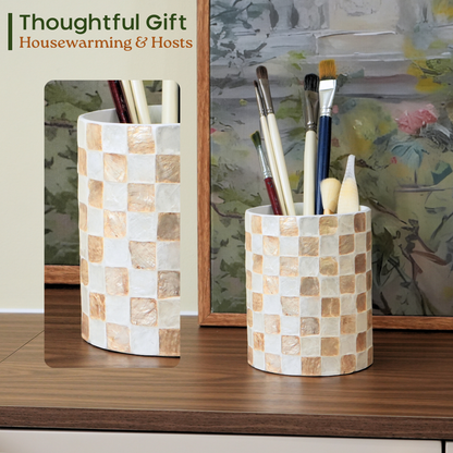 Capiz Utensil Holder (Ivory)