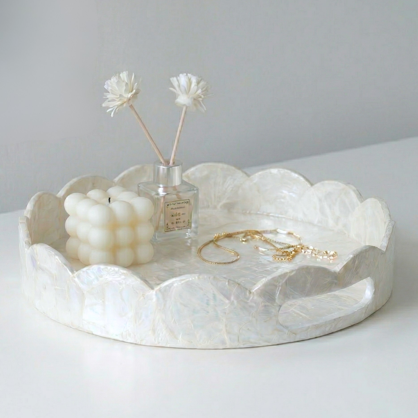 Capiz Scalloped Tray