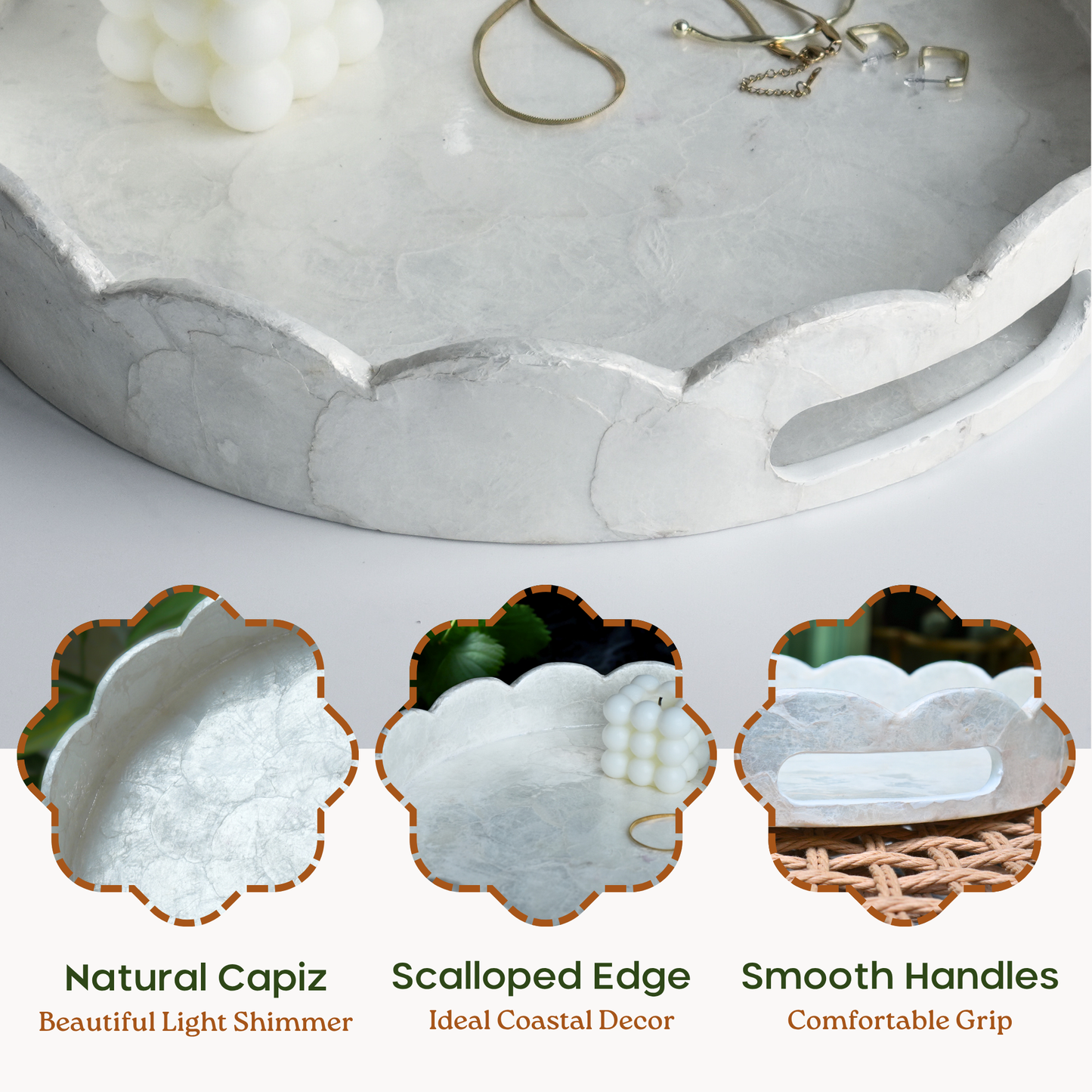 Capiz Scalloped Tray