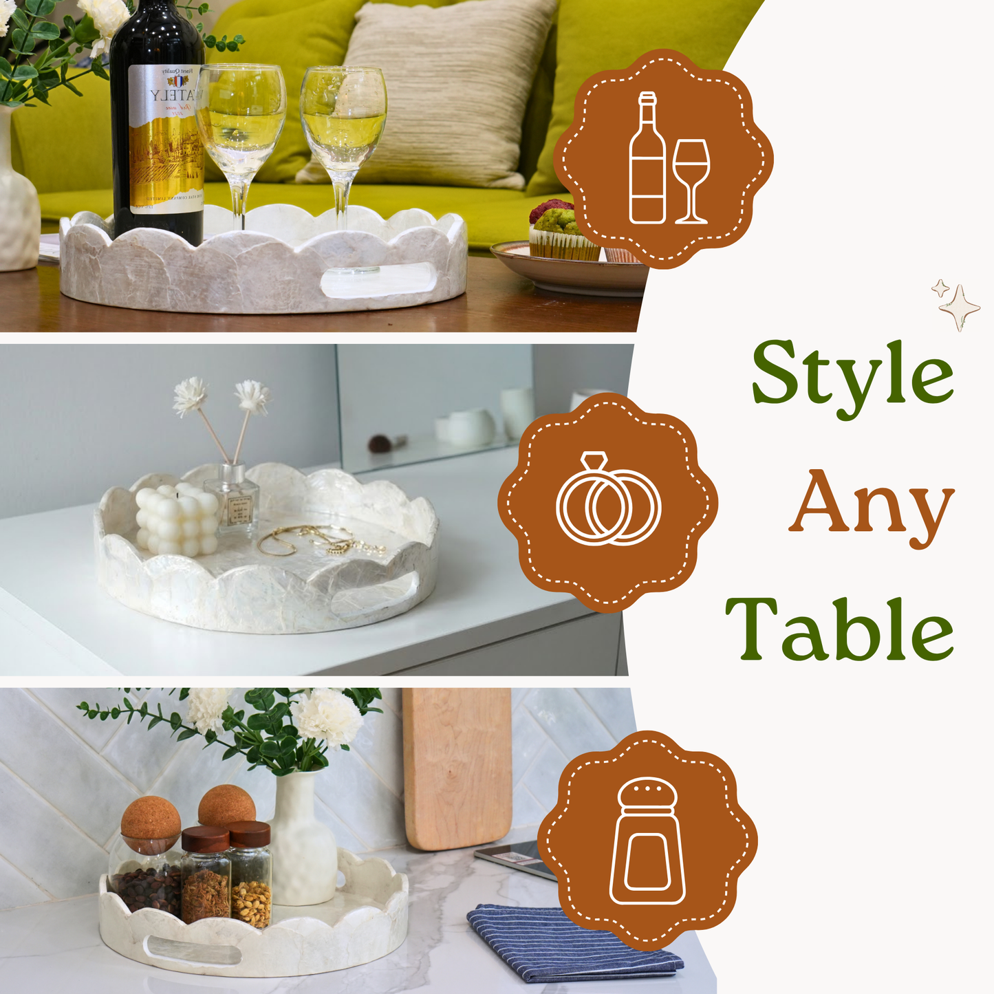 Capiz Scalloped Tray