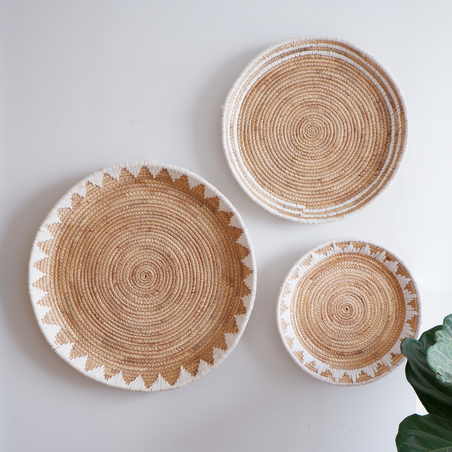 Set of 3 Round Water Hyacinth Wall Baskets