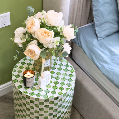 Cylindrical Capiz Shell Side Table - Pistachio Green