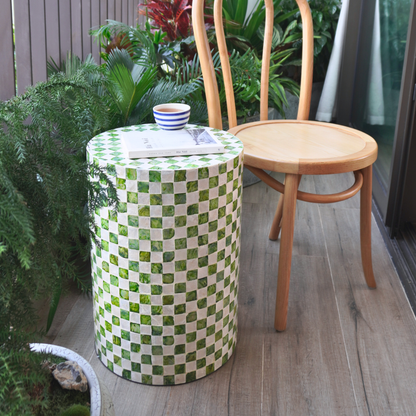 Cylindrical Capiz Shell Side Table - Pistachio Green