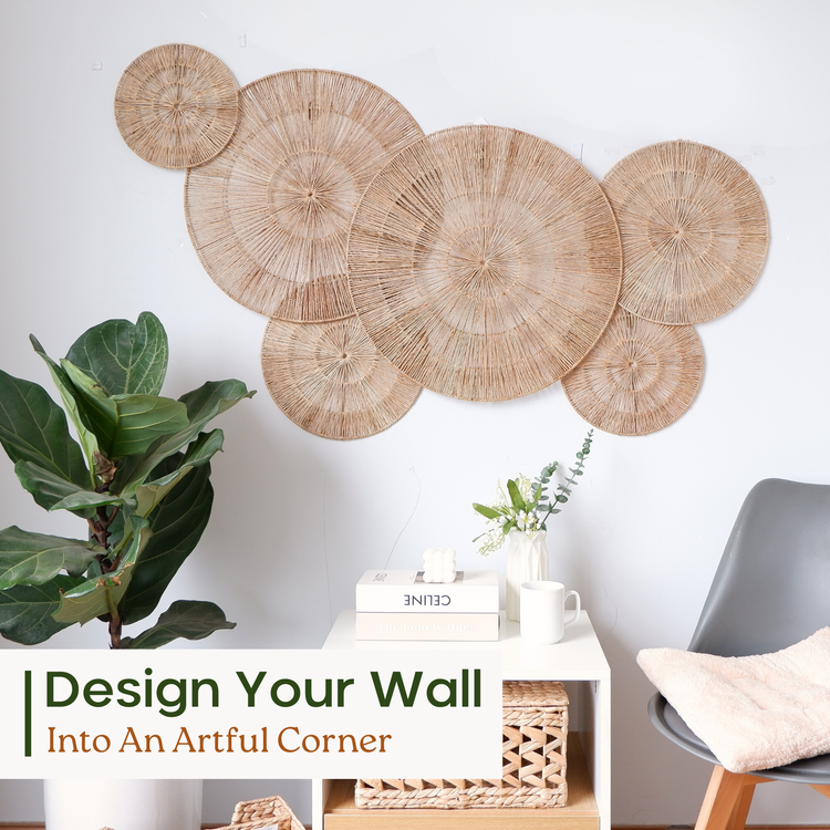Set of 6 Jute Wall Decor Baskets