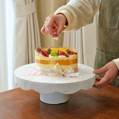 Round Whole Shell Capiz Cake Stand - Off-White