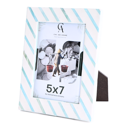 Mother of Pearl Picture Frame - Diagonal Stripes