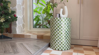 Cylindrical Capiz Shell Side Table - Pistachio Green