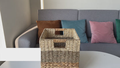 Set of 4 Wicker Cube Storage Baskets