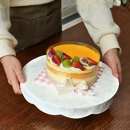 Round Whole Shell Capiz Cake Stand - Off-White